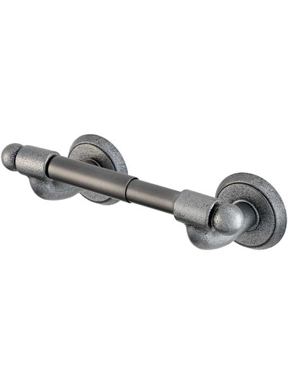 Wrought-Steel Toilet-Paper Holder with Classic Rosettes in Antique Steel.